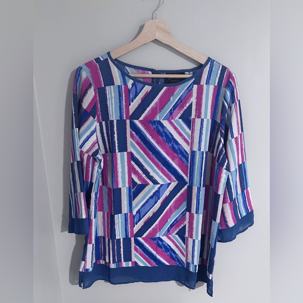 Bob Mackie Vintage 1980's Abstract Blouse Top Medium - Picture 4 of 7